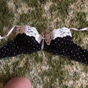 White & Black Polka Dot Bra